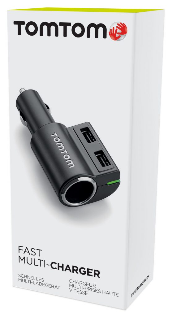 TomTom High Speed Dual Car Charger, 2.4A per port for all TomTom Sat Navs and any other devices that charge with USB such as Smartphones or Tablets