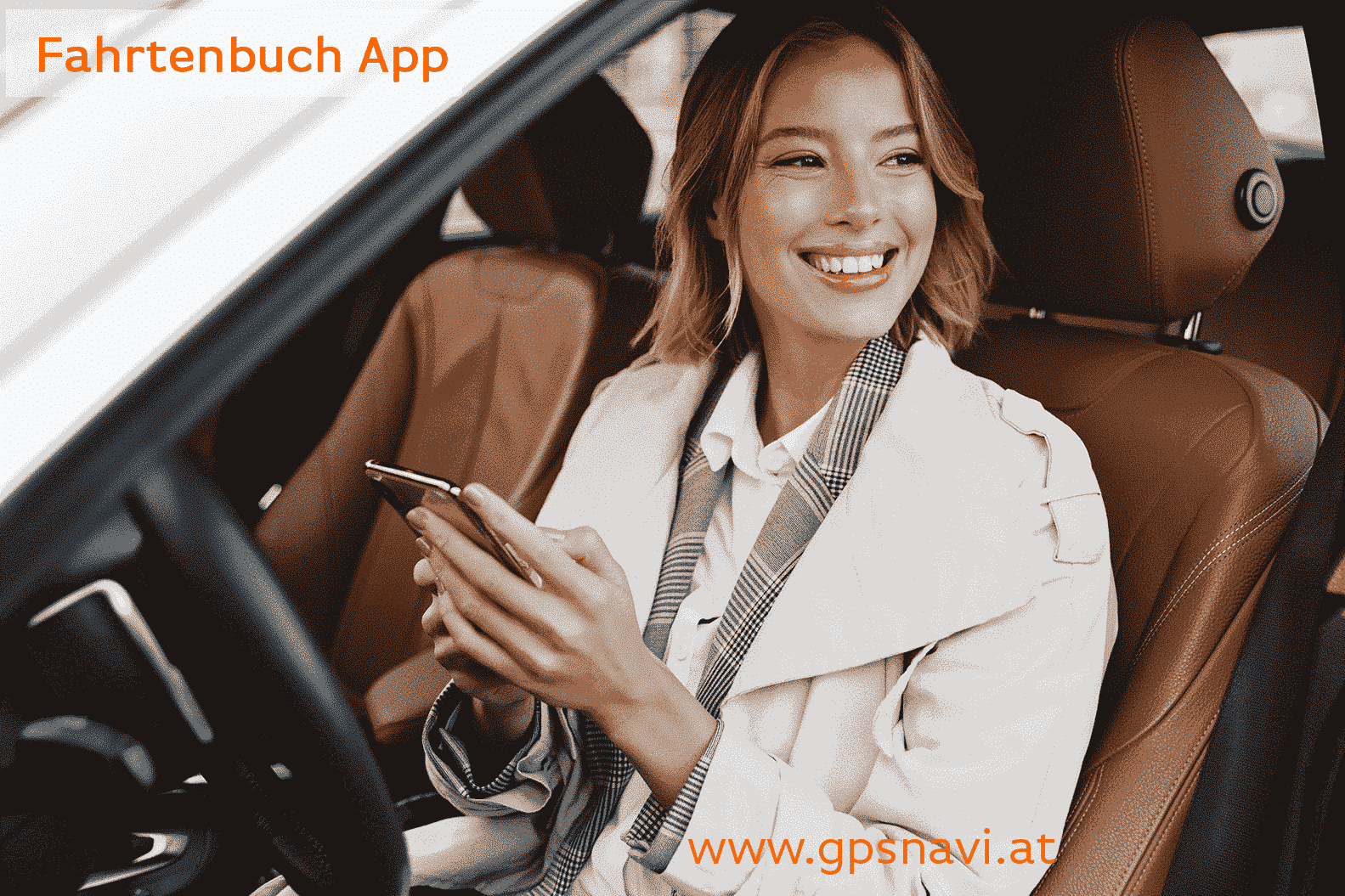 Frau im Auto mit der Logbook App
