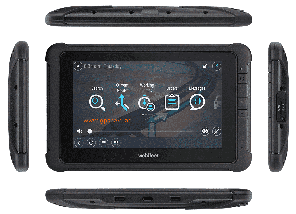 Webfleet Solutions robustes 7 Zoll Tablet - Fahrerterminal PRO 8475 u. PRO 8475 TRUCK verschiedene Ansichten