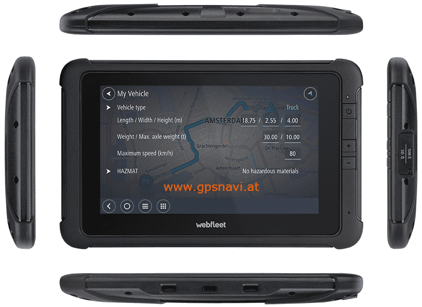 Webfleet Solutions robustes 7 Zoll Tablet – Fahrerterminal PRO 8475 TRUCK verschiedene Ansichten